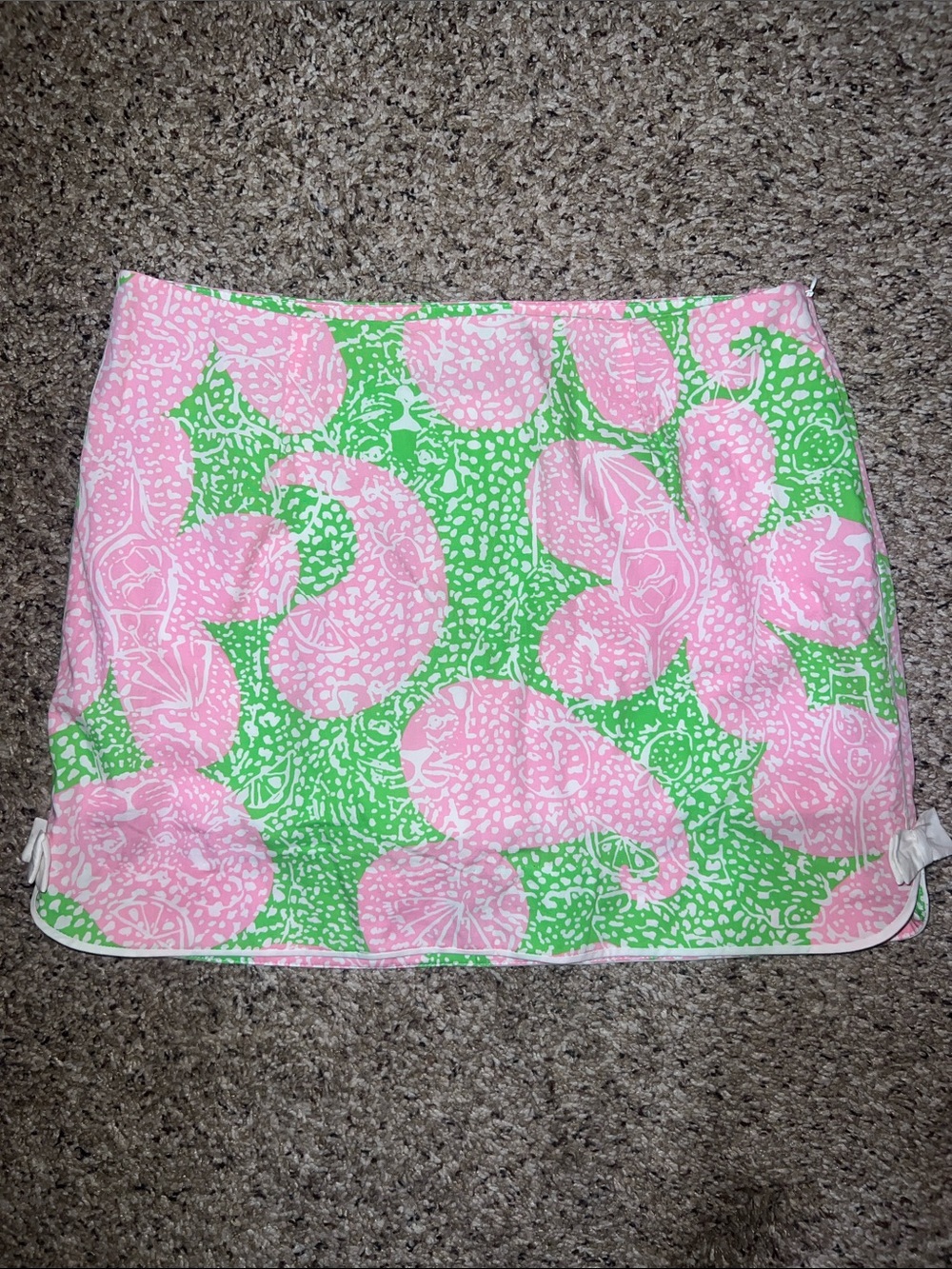 Lilly Pulitzer Pink and Green Floral-Print Mini Skirt